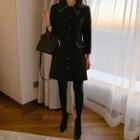 Stitched-trim Pocket-detail Shirtdress One Size
