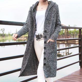 Hooded Melange Cardigan