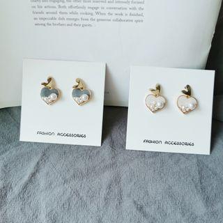 Faux Pearl Alloy Glaze Heart Dangle Earring