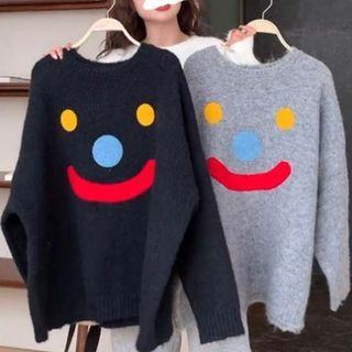 Cartoon Face Print Sweater