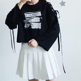 Printed Cropped Long Sleeve T-shirt