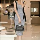 Sleeveless Pattern Sheath Dress