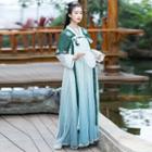 Set: Long-sleeve Hanfu Top + Strapless Maxi Dress + Short-sleeve Jacket