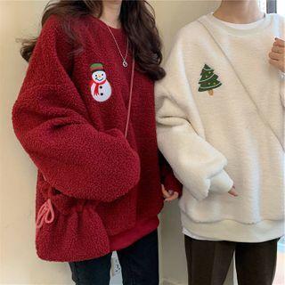 Set: Embroidered Fleece Sweatshirt + Crossbody Bag