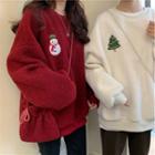 Set: Embroidered Fleece Sweatshirt + Crossbody Bag