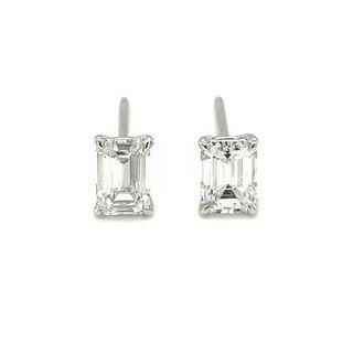 18k White Gold Stud Earrings With Diamonds One Size