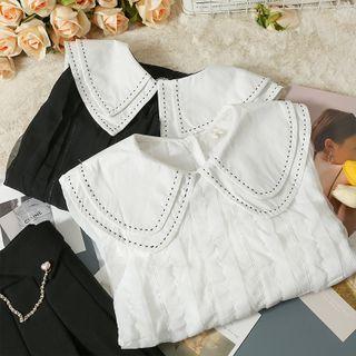 Patchwork Peter Pan-collar Sheer Blouse