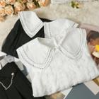 Patchwork Peter Pan-collar Sheer Blouse