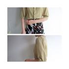 Elbow-sleeve Ruffle-detail Top