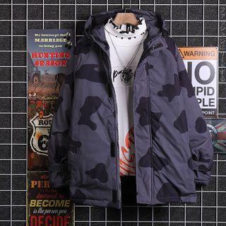 Cow Print Zipped Hooded Jacket