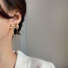 Bow Faux Pearl Chained Dangle Earring