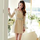 Polka Dot Cuff Long-sleeve Sheath Dress