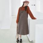 Sweater / Plaid Overall Dress