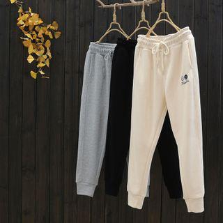 Smiley Face Embroidered Sweatpants