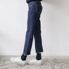 Fray-hem Wide Straight-cut Jeans