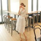 V-neck Smocked-waist Laced Dress