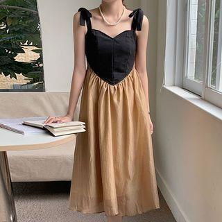 Sleeveless Sweetheart Neckline Two Tone A-line Dress
