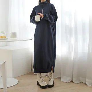 Slit-side Long Anorak Dress