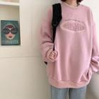 Long-sleeve Embroidered Sweatshirt Nude Pink - One Size