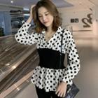 Long-sleeve Panel Dotted Shirt