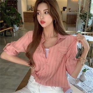 Flap-pocket Pinstripe Shirt