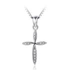 925 Sterling Silver Cross Pendant With White Austrian Element Crystal And Necklace