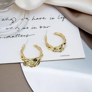 Irregular Open Hoop Earring E4378 - 1 Pair - Gold - One Size