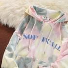 Lettering Tie-dyed Zip-up Hoodie