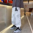 Bear Embroidered Tie Dye Pants