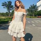 Cold-shoulder Mini Tiered Dress
