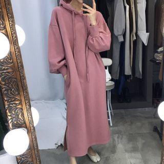 Lantern-sleeve Maxi Hoodie Dress
