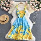 Square-neck Print Spaghetti-strap Dress
