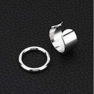 Set: Stainless Steel Open Ring + Hoop Ring