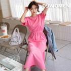 Plus Size Ruffled Maxi Sweatshirt Dress