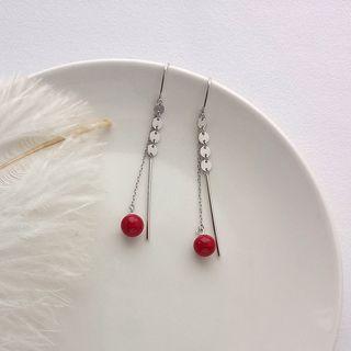 925 Sterling Silver Bead & Bar Fringed Earring
