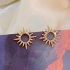 Sterling Silver Sun Stud Earrning 1 Pair - S925 Silver - Gold - One Size
