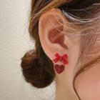 Bow Heart Alloy Dangle Earring 1 Pair - Red - One Size