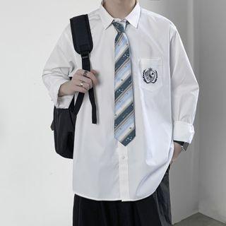 Set: Long-sleeve Shirt + Striped Tie