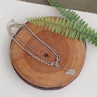 Set Of 3: Metallic Necklace Gold - One Size