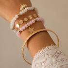 Set Of 4 : Faux Crystal / Alloy Bracelet (assorted Designs) Gold - One Size