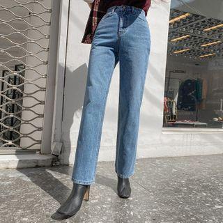 [the Denim] Washed Straight-cut Jeans
