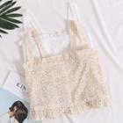 Ruffled-trim Lace Cropped Camisole Top