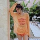 Set: Plain Bikini + Lettering Cover Up