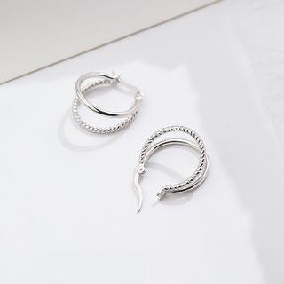 Layered Hoop Earring Hoop Earring - 2 Pcs - Silver - One Size