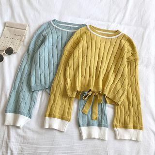 Bow-back Ribbed Cropped Sweater