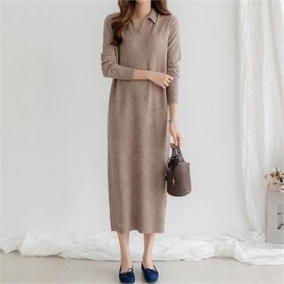 Collared Cashmere Blend Knit Dress