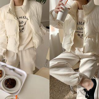 High-neck Dip-back Puffer Vest