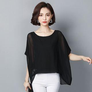 Short-sleeve Loose-fit Chiffon Top