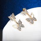 Butterfly Rhinestone Alloy Swing Earring 1 Pair - Gold - One Size