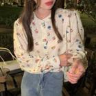 Round-neck Floral Long-sleeve Shirt As Shown In Figure - One Size